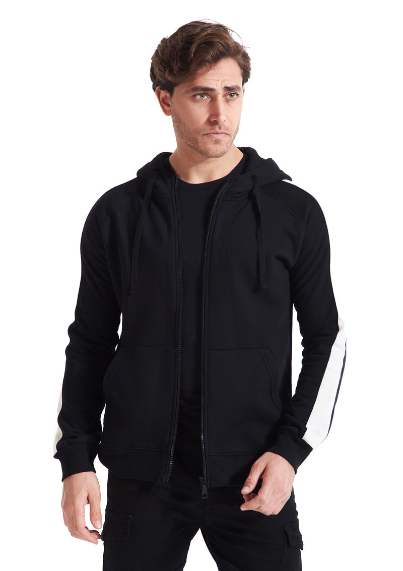 Side Stripe Hoodie Sweatshirt (Black)